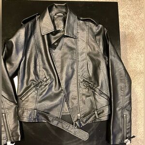 Max Studio Black Leather Moto Jacket